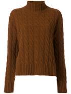 Msgm - Turtleneck Cable Knit Jumper - Women - Polyamide/wool - S, Brown, Polyamide/wool