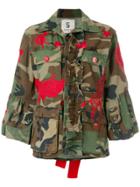 5 Progress Patch And Bow Detailed Camouflage Jacket - Green