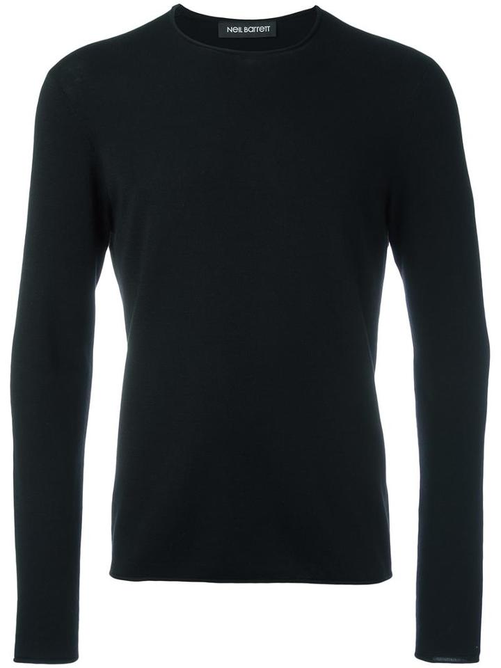 Neil Barrett Crew Neck Jumper, Men's, Size: Small, Black, Wool/cashmere/silk