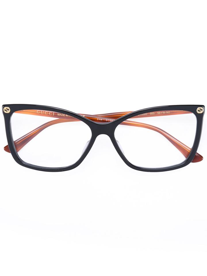 Gucci Eyewear Rectangular Contrast Arm Glasses - Black