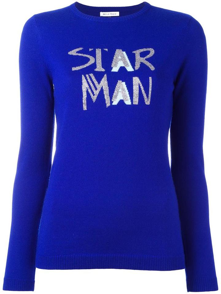 Bella Freud Star Man Jumper, Women's, Size: Xs, Blue, Nylon/viscose/wool/metallic Fibre