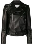 Valentino Embellished Detail Leather Jacket - Black