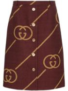 Gucci Logo Pattern Knee-length Skirt - Red
