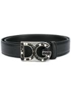 Dolce & Gabbana Embellished Buckle Belt, Men's, Size: 80, Black, Calf Leather