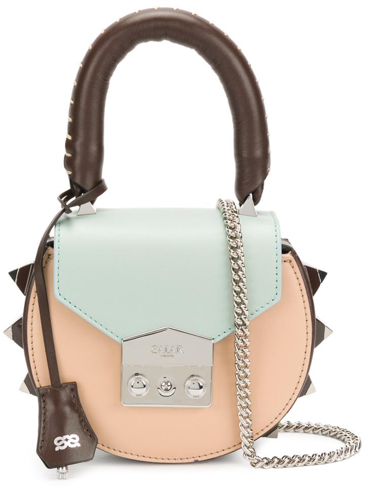 Salar Two-tone Round Clutch Bag - Brown