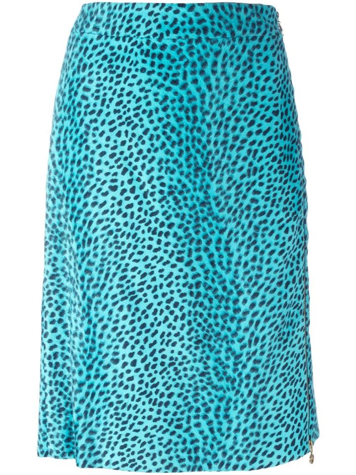 Versace Vintage Leopard Print Skirt - Blue