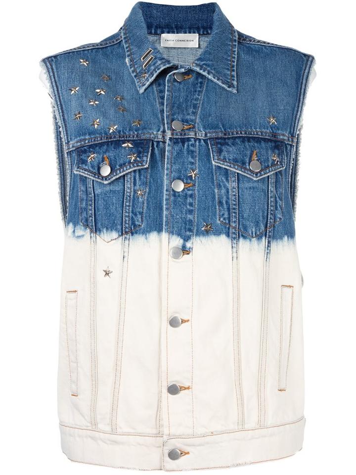 Faith Connexion Dip-dyed Denim Vest, Women's, Size: Small, White, Cotton