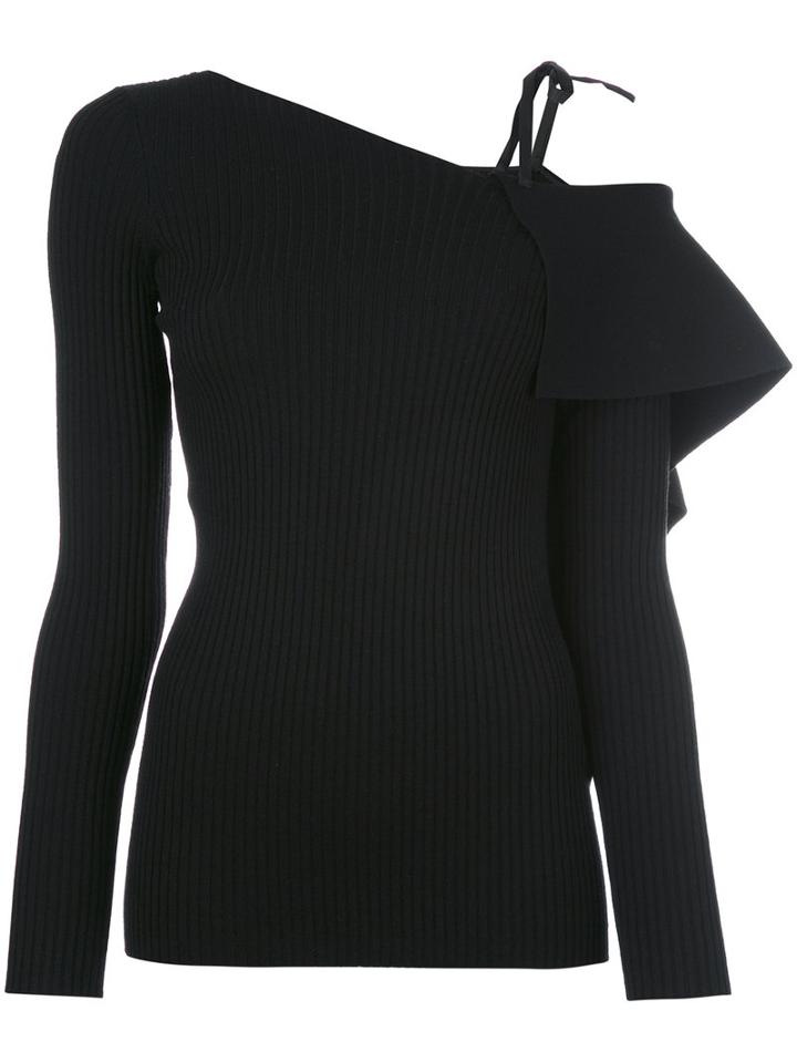 Asymmetric Knitted Top - Women - Cotton/spandex/elastane/virgin Wool/polyimide - 3, Black, Cotton/spandex/elastane/virgin Wool/polyimide, Dorothee Schumacher