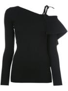 Asymmetric Knitted Top - Women - Cotton/spandex/elastane/virgin Wool/polyimide - 3, Black, Cotton/spandex/elastane/virgin Wool/polyimide, Dorothee Schumacher
