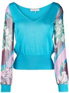 Emilio Pucci Floral Sleeve Top - Blue