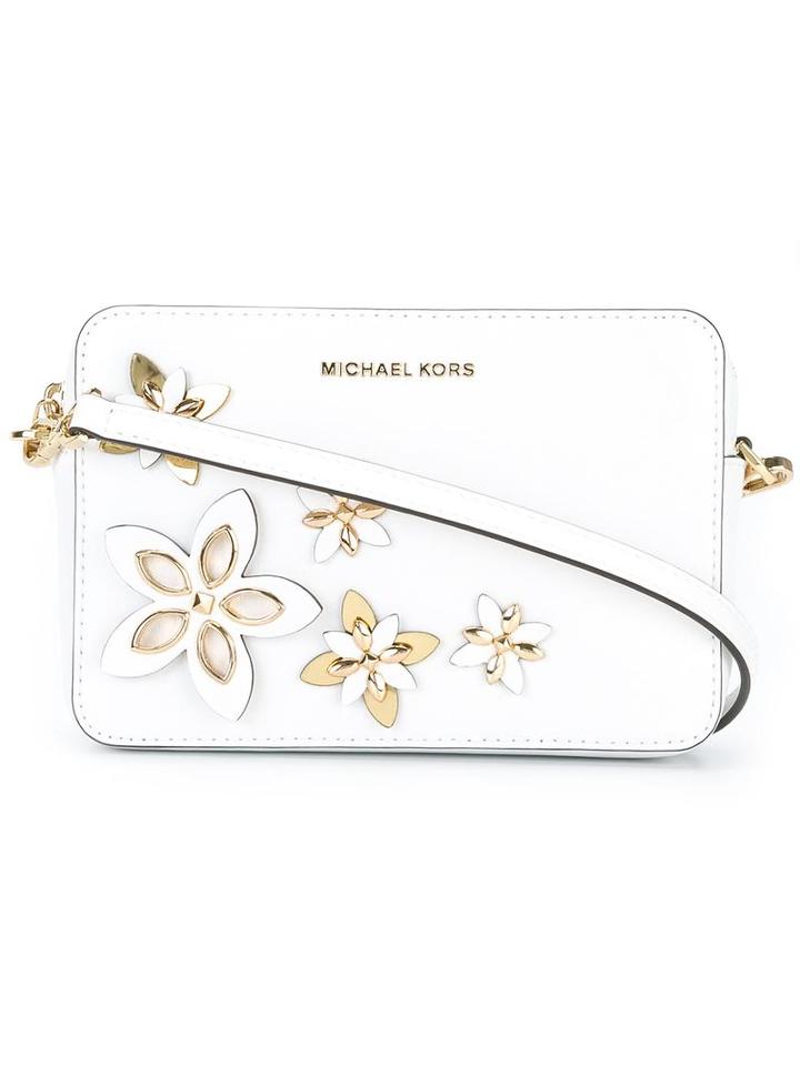 Michael Michael Kors Flower Shoulder Bag, Women's, White, Leather