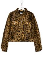 Philosophy Di Lorenzo Serafini Kids Leopard Print Denim Jacket - Brown