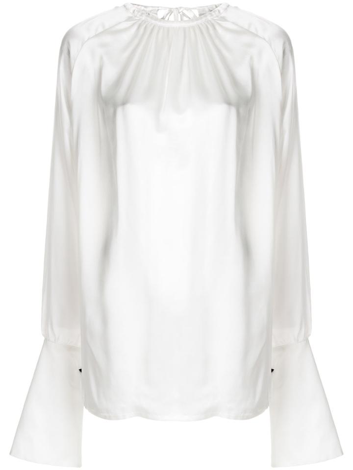 Ann Demeulemeester Gathered Blouse With Exaggerated Cuffs - White