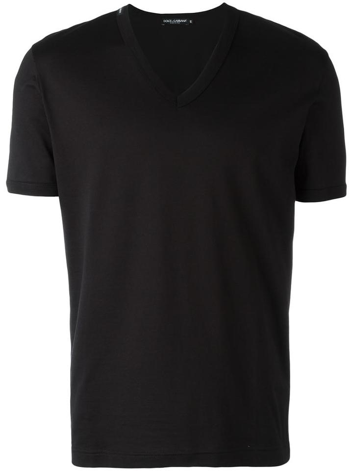Dolce & Gabbana V-neck T-shirt, Men's, Size: 44, Black, Cotton