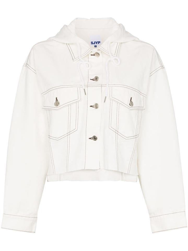 Sjyp Hooded Denim Jacket - White