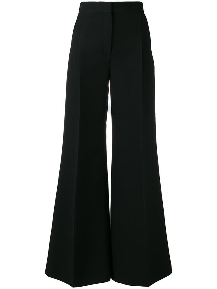 Céline Pleat Detail Flared Trousers, Women's, Size: 42, Black, Cotton/polyester/triacetate