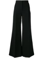 Céline Pleat Detail Flared Trousers, Women's, Size: 42, Black, Cotton/polyester/triacetate