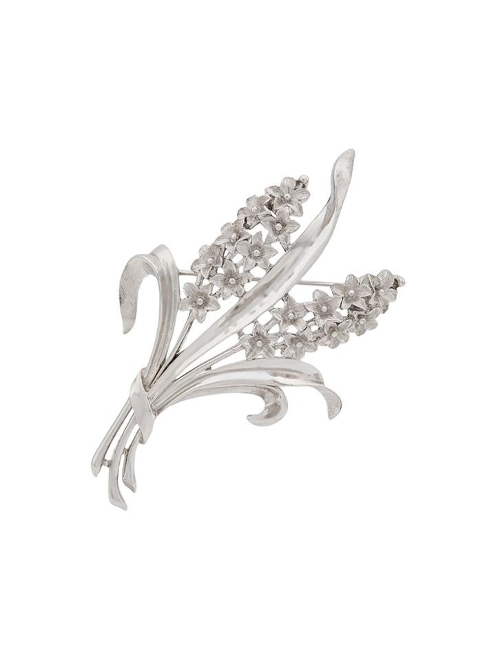 Susan Caplan Vintage 1960s Trifari Bouquet Brooch - Silver