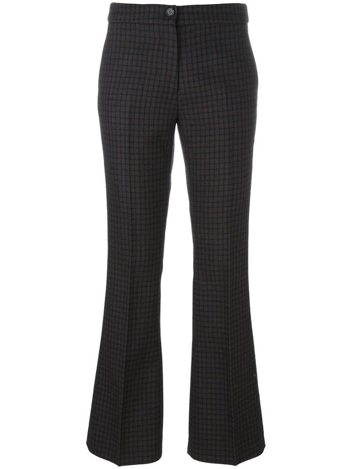 Yang Li Checked Flared Trousers, Women's, Size: 40, Grey, Virgin Wool/viscose