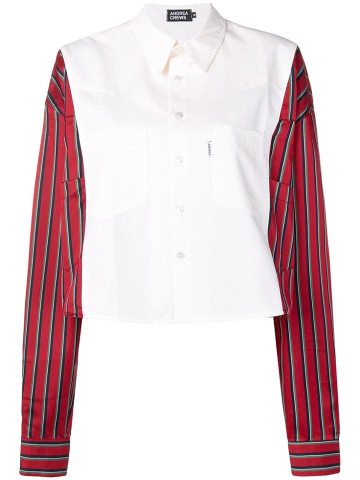 Andrea Crews Tina Contrasting Sleeve Shirt - White