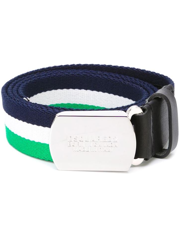 Dsquared2 Striped Belt, Men's, Size: 85, Green, Acrylic/polypropylene/leather/polyamide