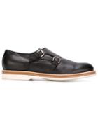 Santoni Classic Monk Shoes, Men's, Size: 8.5, Black, Leather/rubber