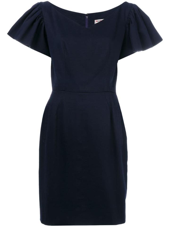 Yves Saint Laurent Pre-owned Ruffle-sleeve Dress - Blue