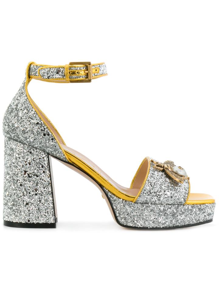 Gucci Glitter Bee Sandals - Metallic