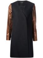 Theory Leather Sleeve Coat