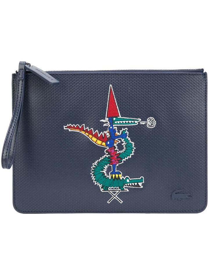 Lacoste Lacoste X Jean-paul Goude Alligator Motif Clutch, Women's, Blue, Leather