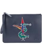 Lacoste Lacoste X Jean-paul Goude Alligator Motif Clutch, Women's, Blue, Leather