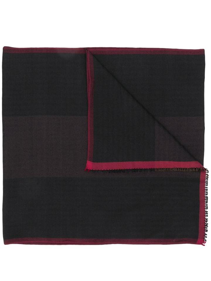 Bally Jacquard Red Trim Scarf - Black