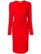 Lanvin - Plunge Neck Draped Front Dress - Women - Viscose/spandex/elastane - 36, Yellow/orange, Viscose/spandex/elastane