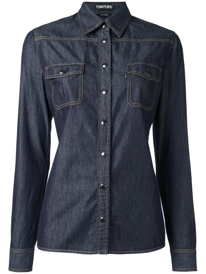 Tom Ford Chest Pocket Denim Shirt - Blue