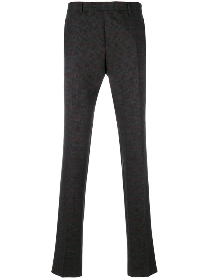 Salvatore Ferragamo Checked Trousers - Grey