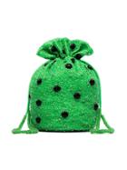 Ganni Edison Polka Dot Beaded Clutch Bag - Green