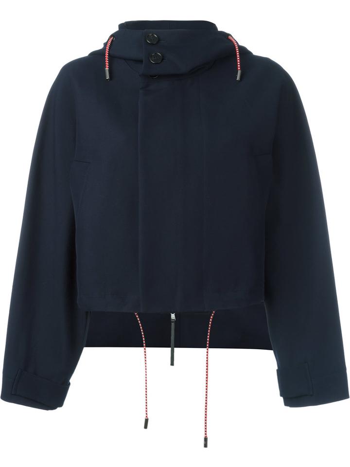 Marni Cropped Hooded Jacket, Women's, Size: 40, Blue, Cotton