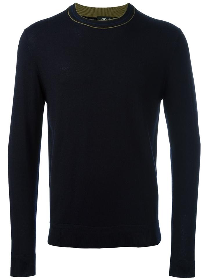 Ps By Paul Smith Contrast Collar Jumper, Men's, Size: Medium, Blue, Merino