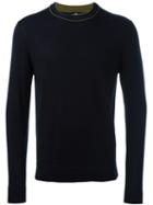 Ps By Paul Smith Contrast Collar Jumper, Men's, Size: Medium, Blue, Merino
