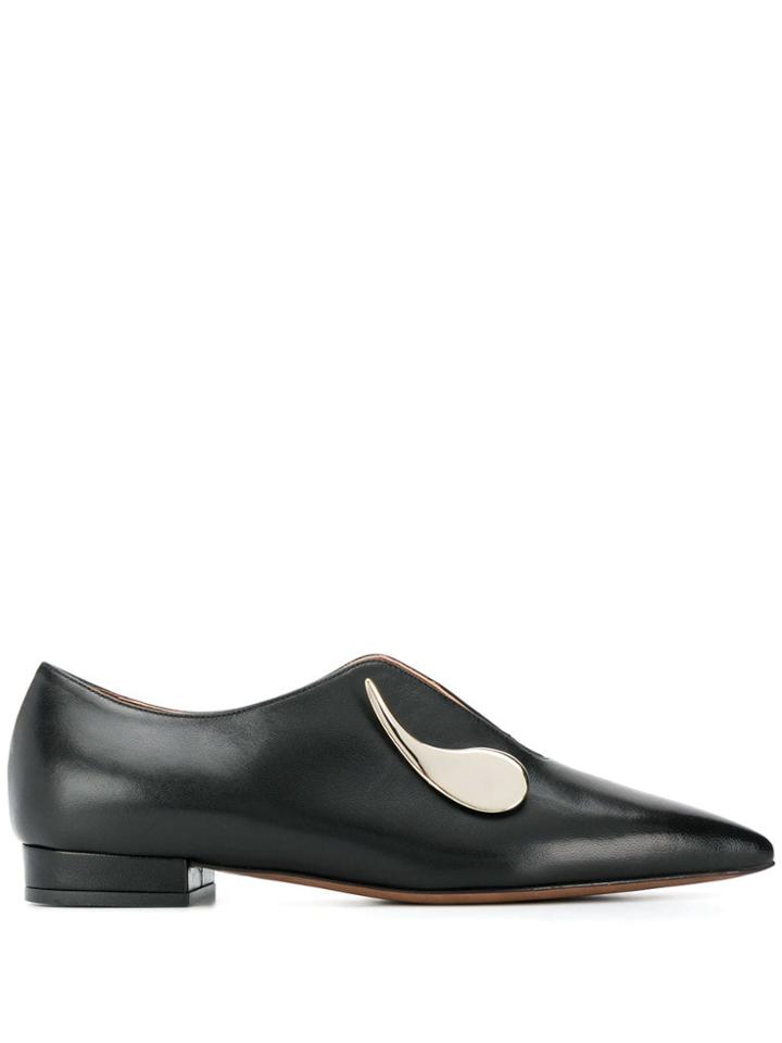 L'autre Chose Metallic Plate Ballerina Shoes - Black