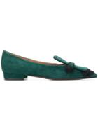 L'autre Chose Flat Pointed Ballerina Shoes - Green