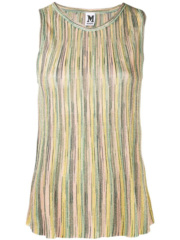 M Missoni Metallic Sheen Striped Vest - Green