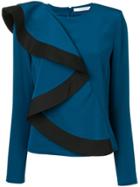 Givenchy Silk Ruffle Asymmetric Top - Blue