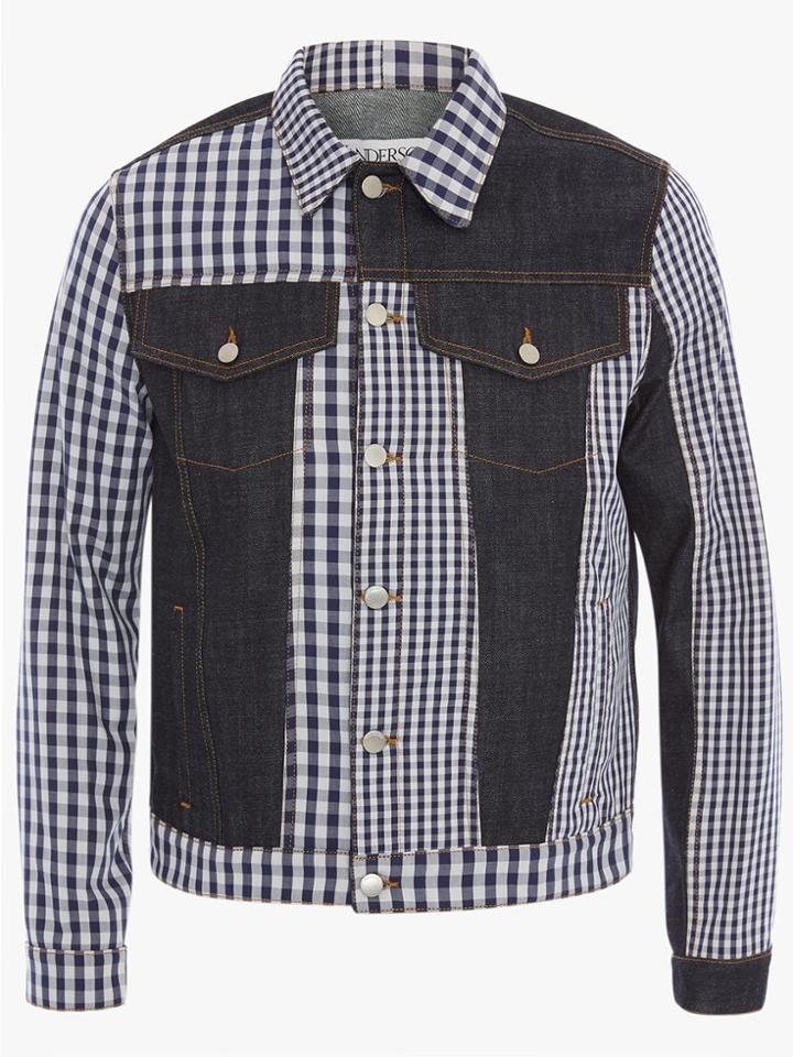 Jw Anderson Gingham Patchwork Denim Jacket - Purple