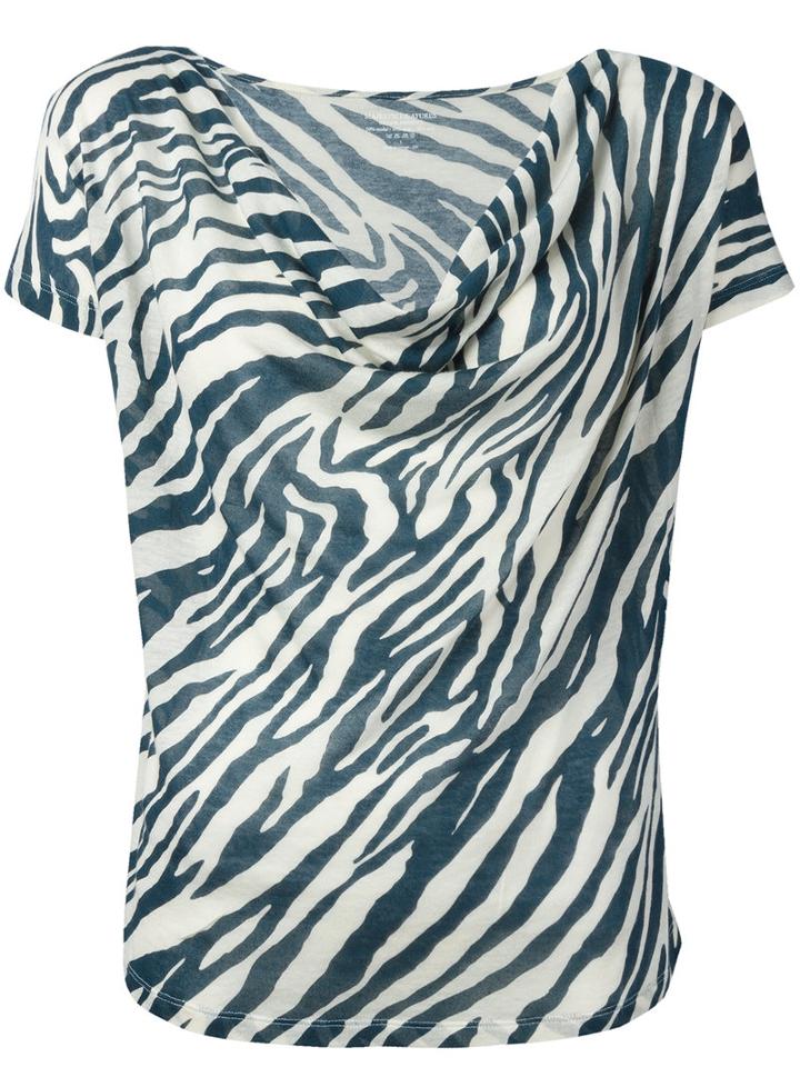 Majestic Filatures Striped Pattern Top, Women's, Size: 1, Blue, Silk/cotton/modal