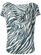 Majestic Filatures Striped Pattern Top, Women's, Size: 1, Blue, Silk/cotton/modal