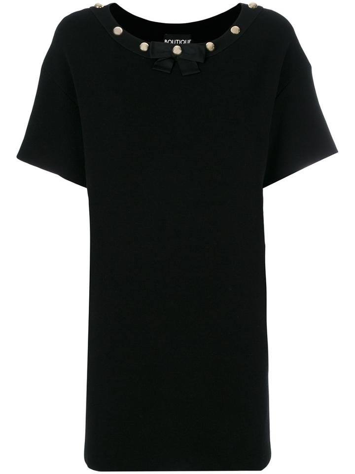 Boutique Moschino - Studded Collar T-shirt Dress - Women - Polyester/triacetate - 40, Black, Polyester/triacetate
