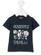 Roberto Cavalli Kids - Big Cat Print Logo T-shirt - Kids - Cotton/elastodiene - 3 Mth, Blue