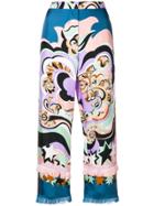 Emilio Pucci Abstract Print Cropped Trousers - Blue