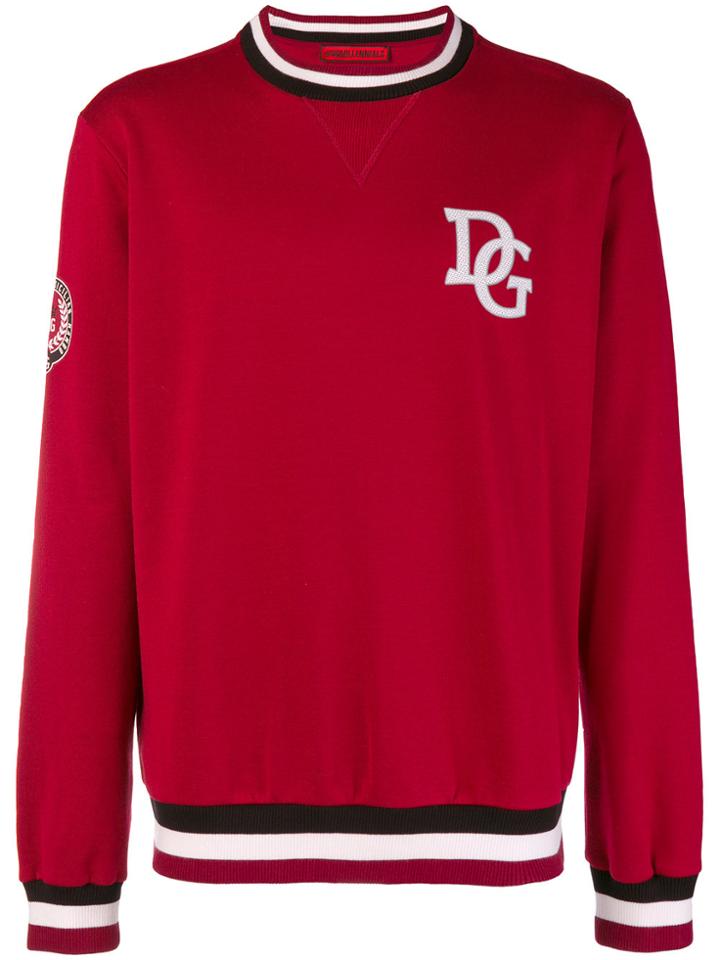 Dolce & Gabbana Logo Stripe Sweatshirt - Red